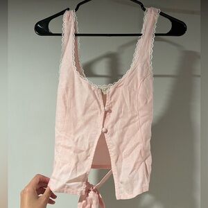 Verge Girl Pink Button Up Tie in the Back Top, AU size 10, US size 6